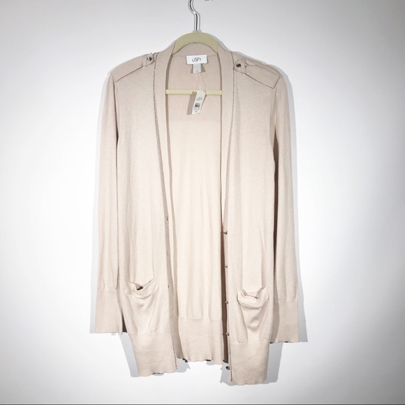 LOFT Sweaters - NWT LOFT | Beige Silver Lining Cardigan